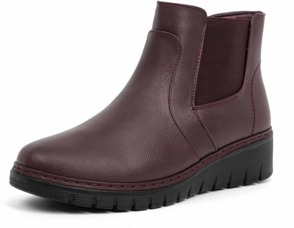 VJH confort Women’s Ankle Boots, Comfort Round Toe Lightweight Wedge Chelsea Booties with Arch Support