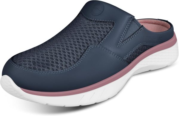 Mules for Woman Sneakers with Arch Support, Slip On Womens Walking Shoes for Plantar Fasciitis, Open Back Orthopedic Clogs for Women